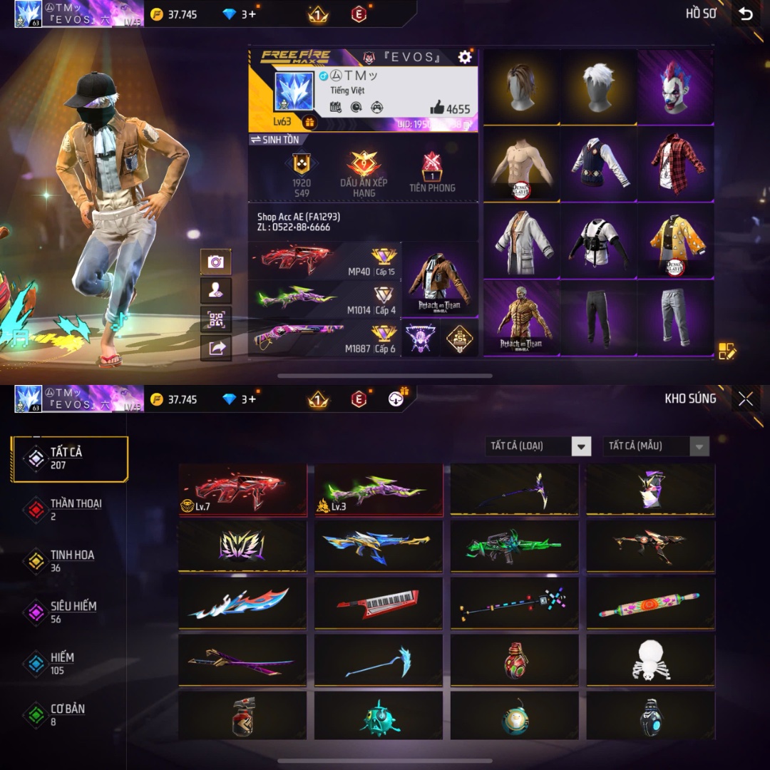 Tài khoản Free Fire 1M 2M #FA1293