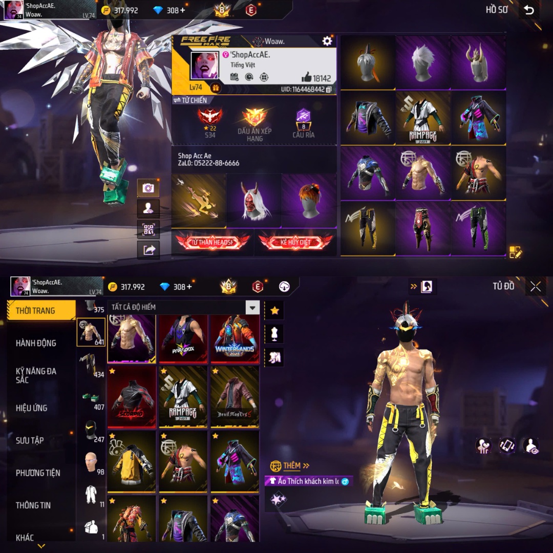 Tài khoản Free Fire Siêu Phẩm #FA1096