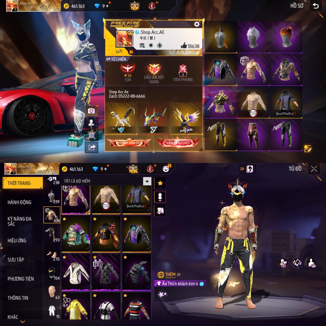 Tài khoản Free Fire Siêu Phẩm #FA1133