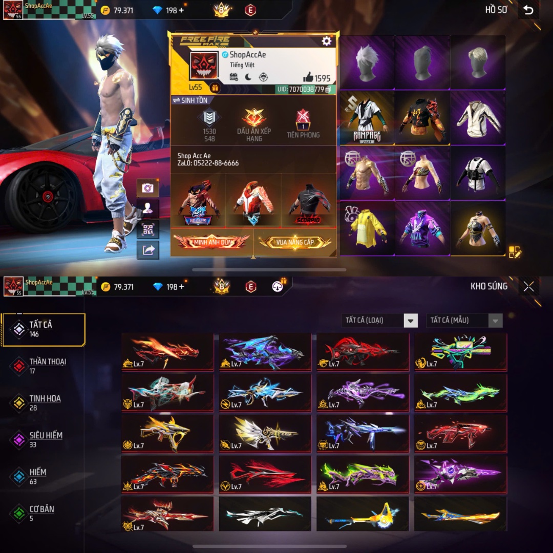 Tài khoản Free Fire 10M 20M #FA1085