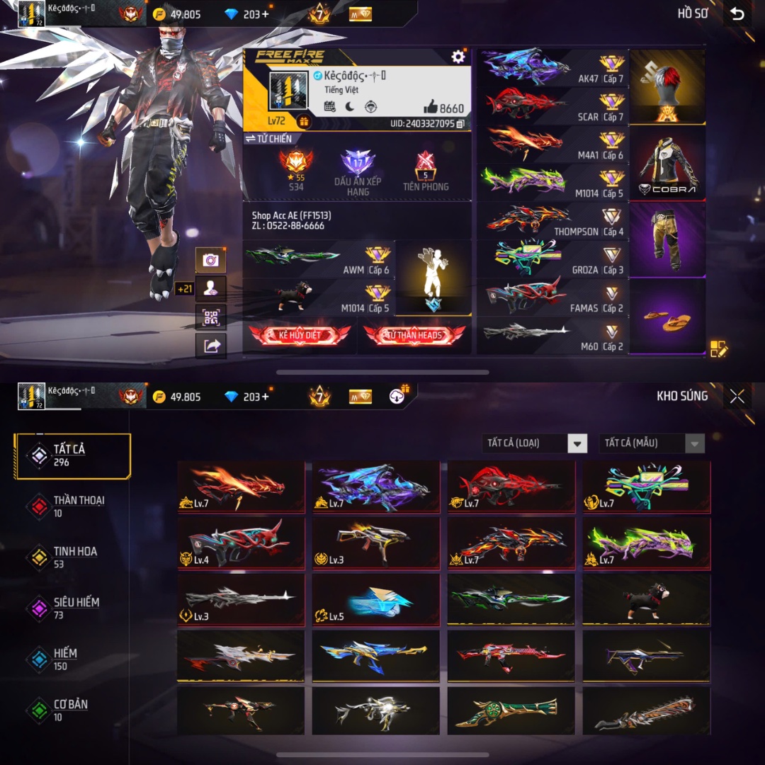 Tài khoản Free Fire 5M 10M #FF1513