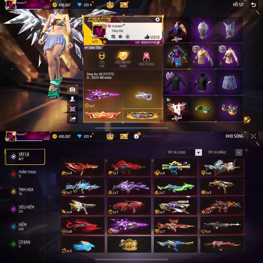 Tài khoản Free Fire 10M 20M #FF1771