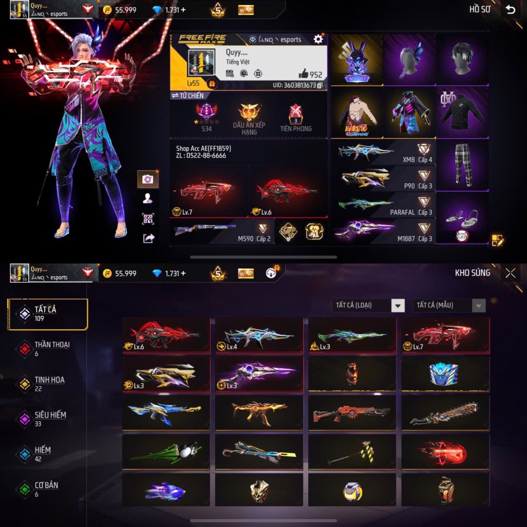 Tài khoản Free Fire 2M 5M #FF1859