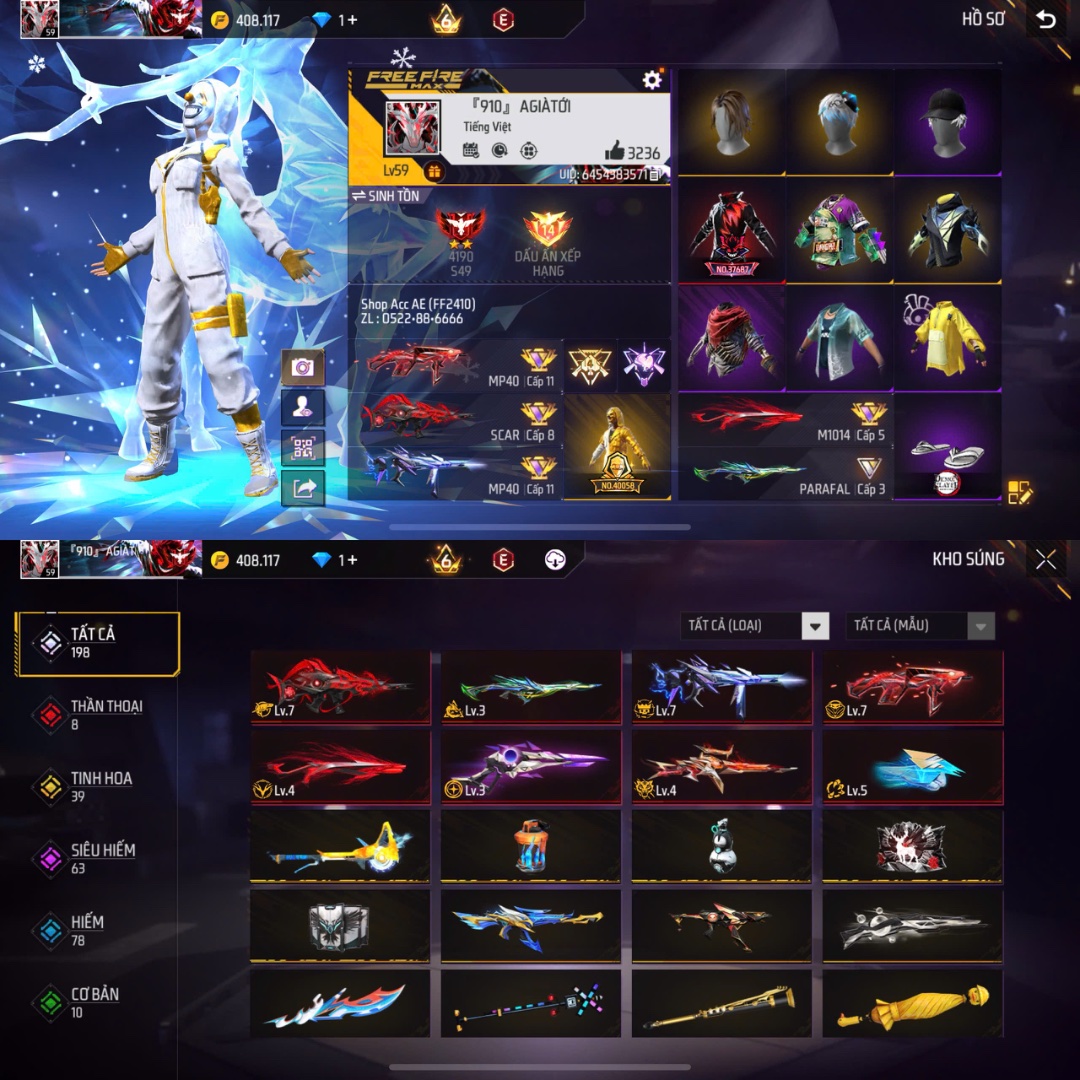 Tài khoản Free Fire 2M 5M #FF2410