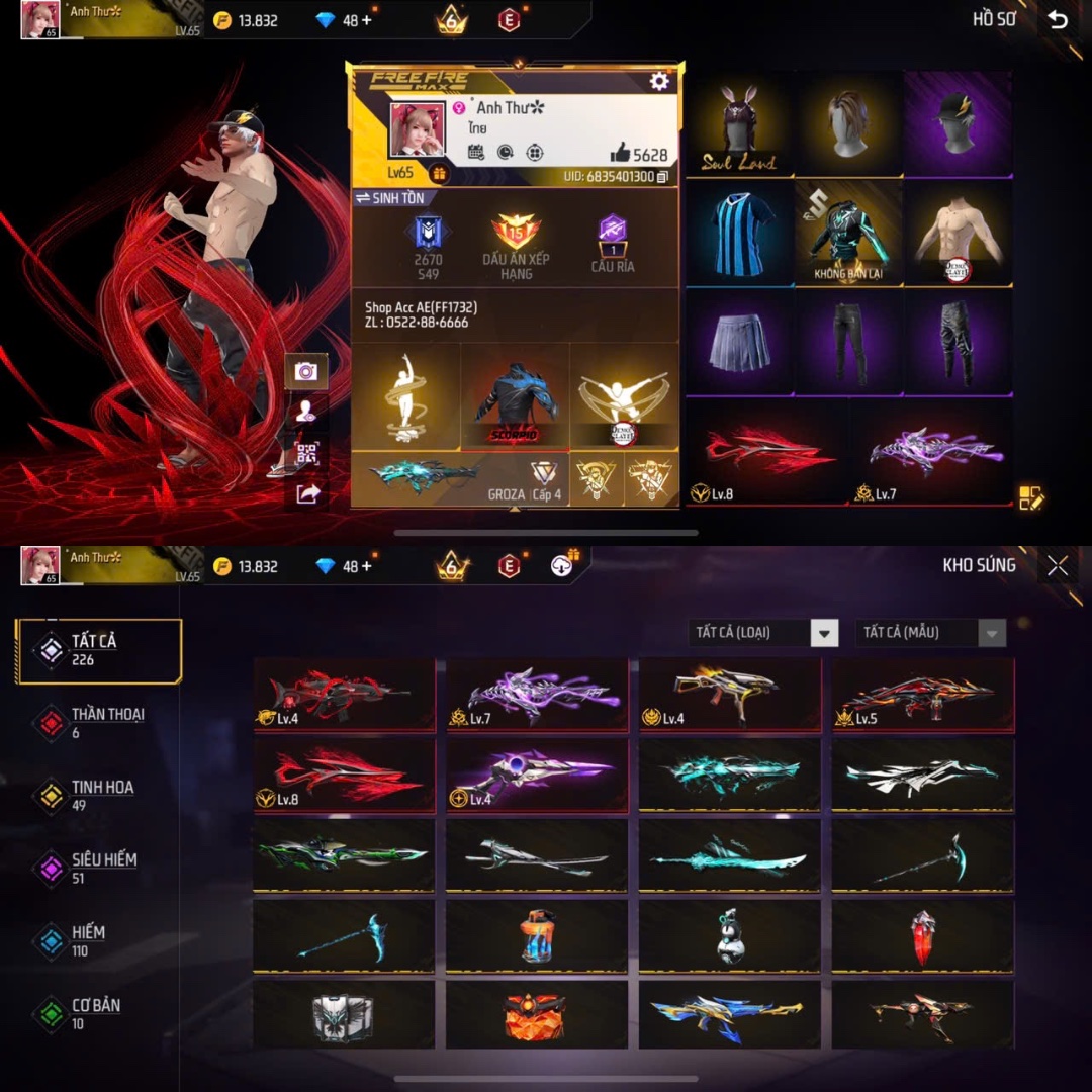 Tài khoản Free Fire 2M 5M #FF1732