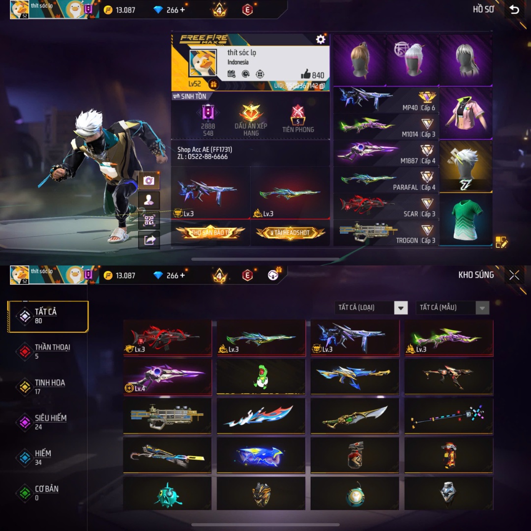 Tài khoản Free Fire 1M 2M #FF1731